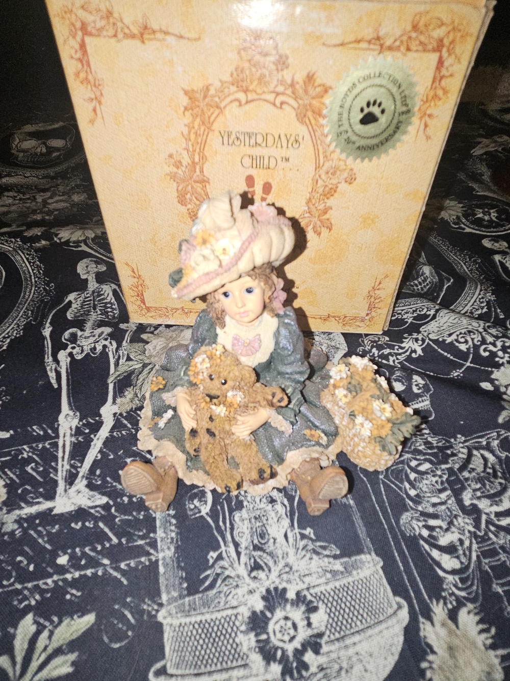 Yesterday's Child Porcelain Figurine with Teddy - Blue & Cream